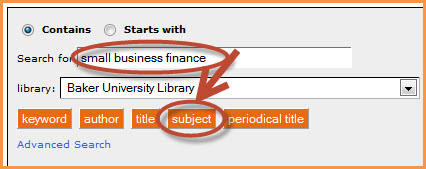 Catalog small business finance