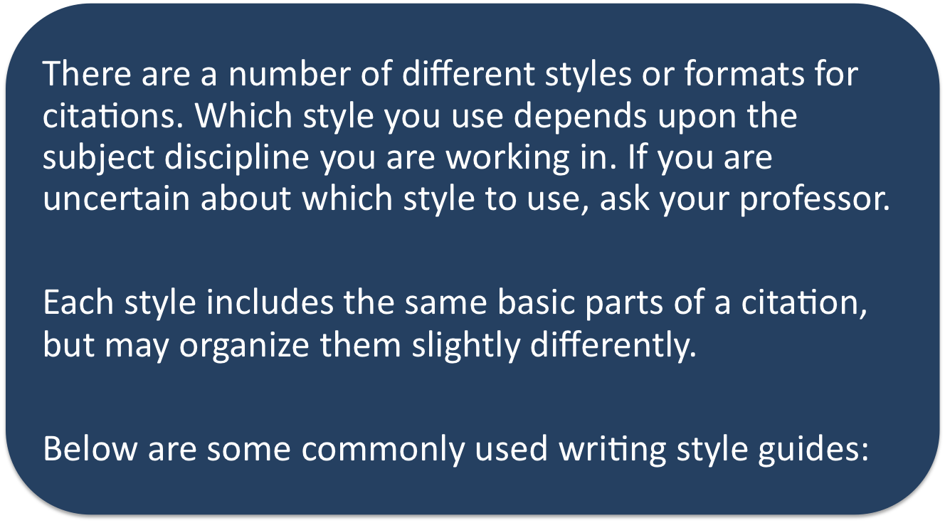 graphic stating there are different citation styles