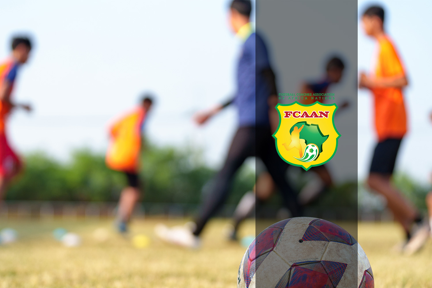 FCAAN logo over photo of young football players.