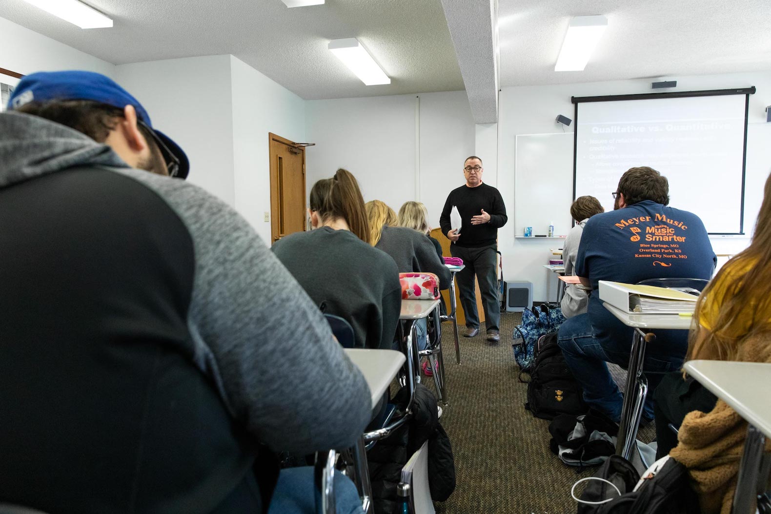 Students during a mass media theory class