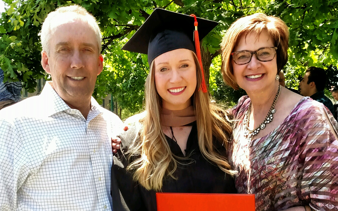 Lacey Deardoff with her parents at commencement