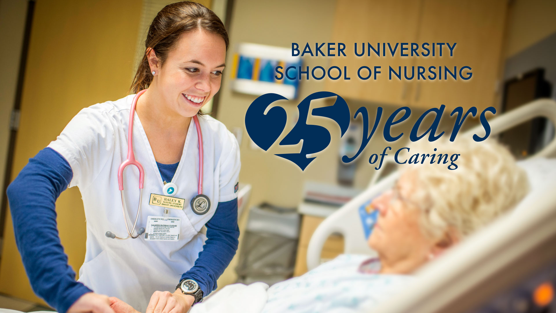 Nursing student and 25 years of caring logo