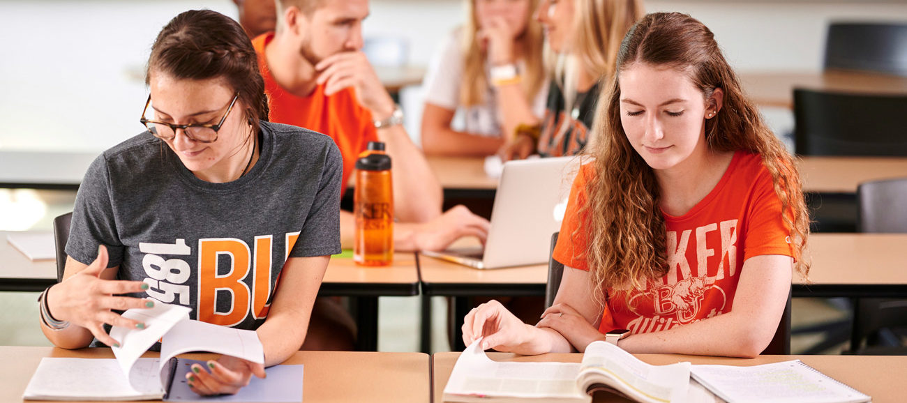 students studying in class