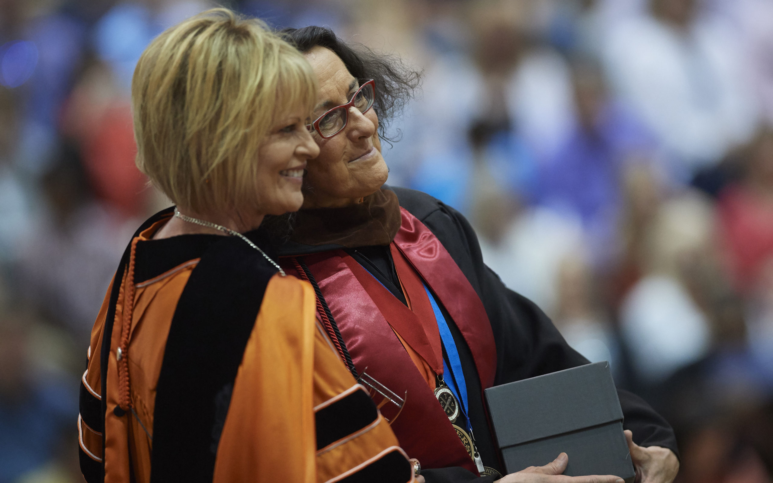 Professor Marti Mihalyi with Dr. Lynne Murray at commencement ceremony