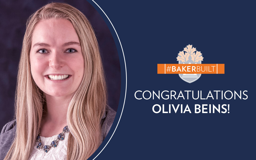 Congratulations, Olivia Beins with head shot