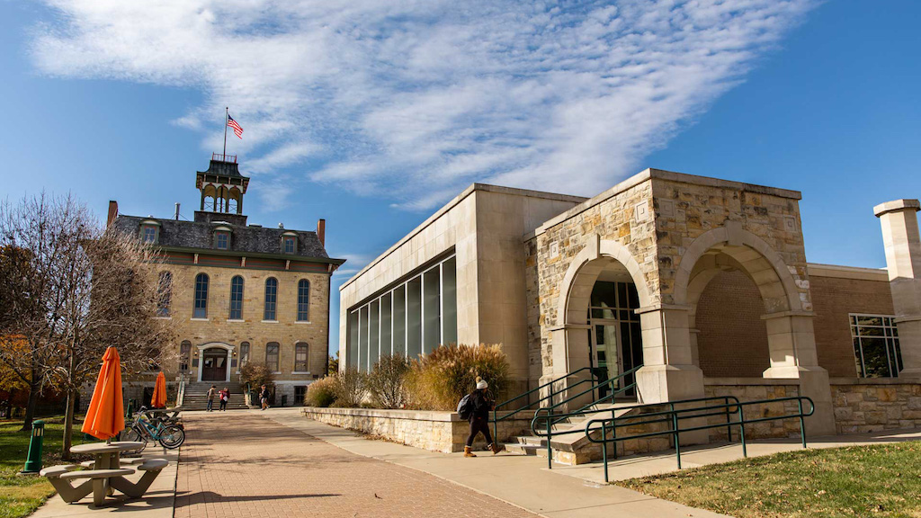 Outside picture of Parmenter Hall and Harter Plaza