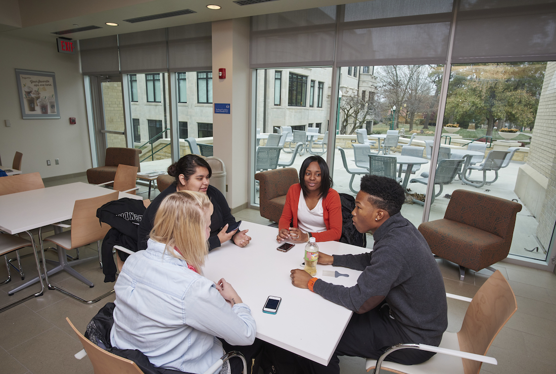 Students socializing in student union