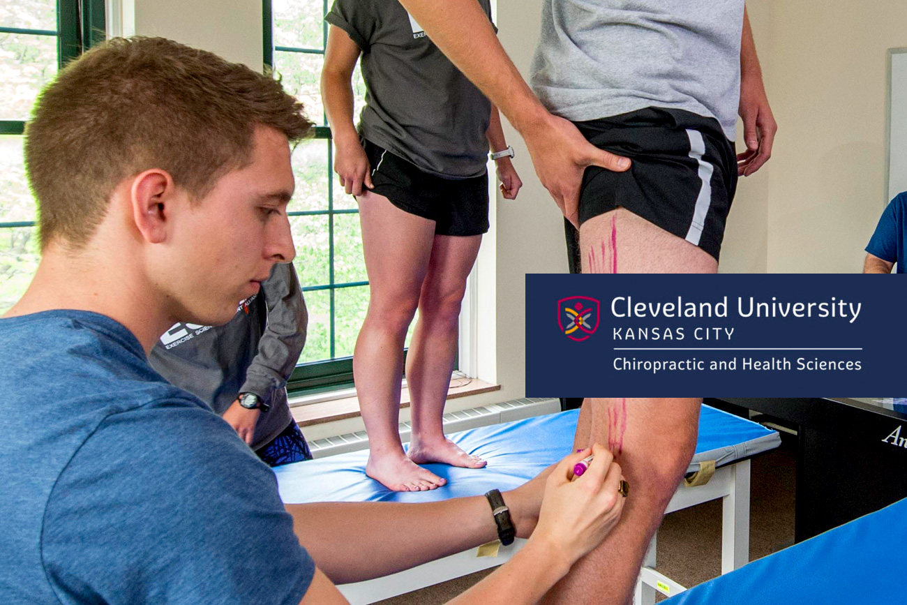 Chiropractic students demonstrating muscle placement on each other