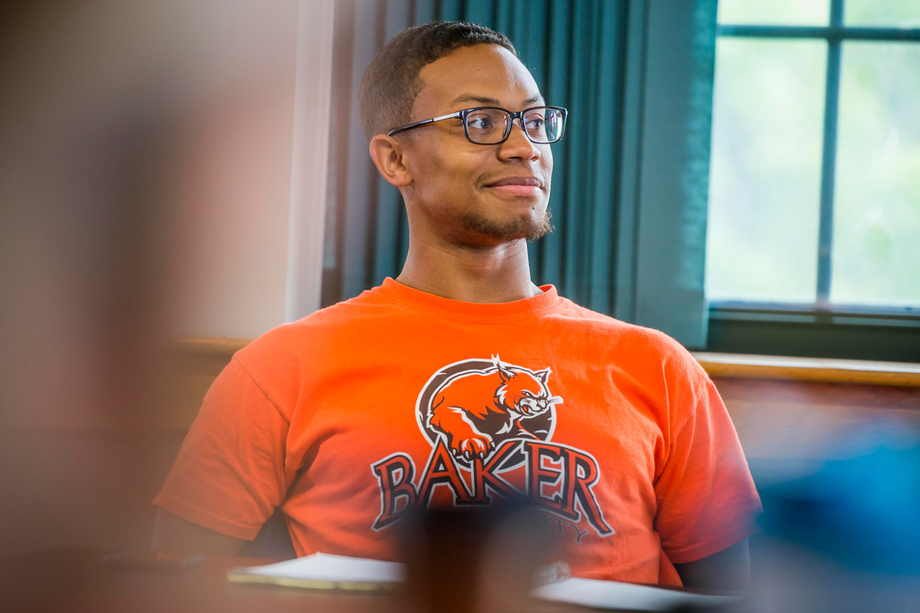 Male student in classroom