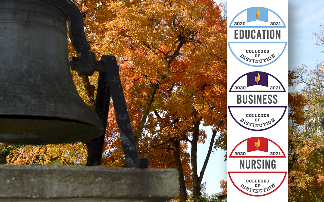 the Old 10:00 Bell and three college of distinction badges