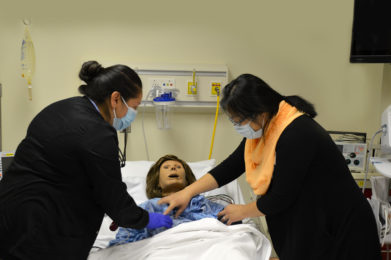 Nurses in the simulation lab.