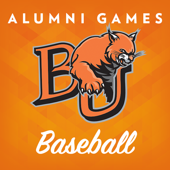 Alumni baseball game and BI logo