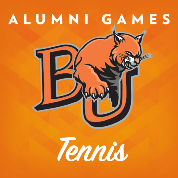 BU athletic logo and alumni tennis game