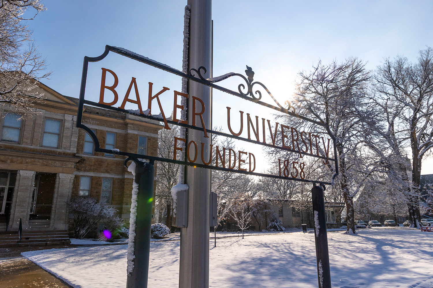 campus, winter, gate