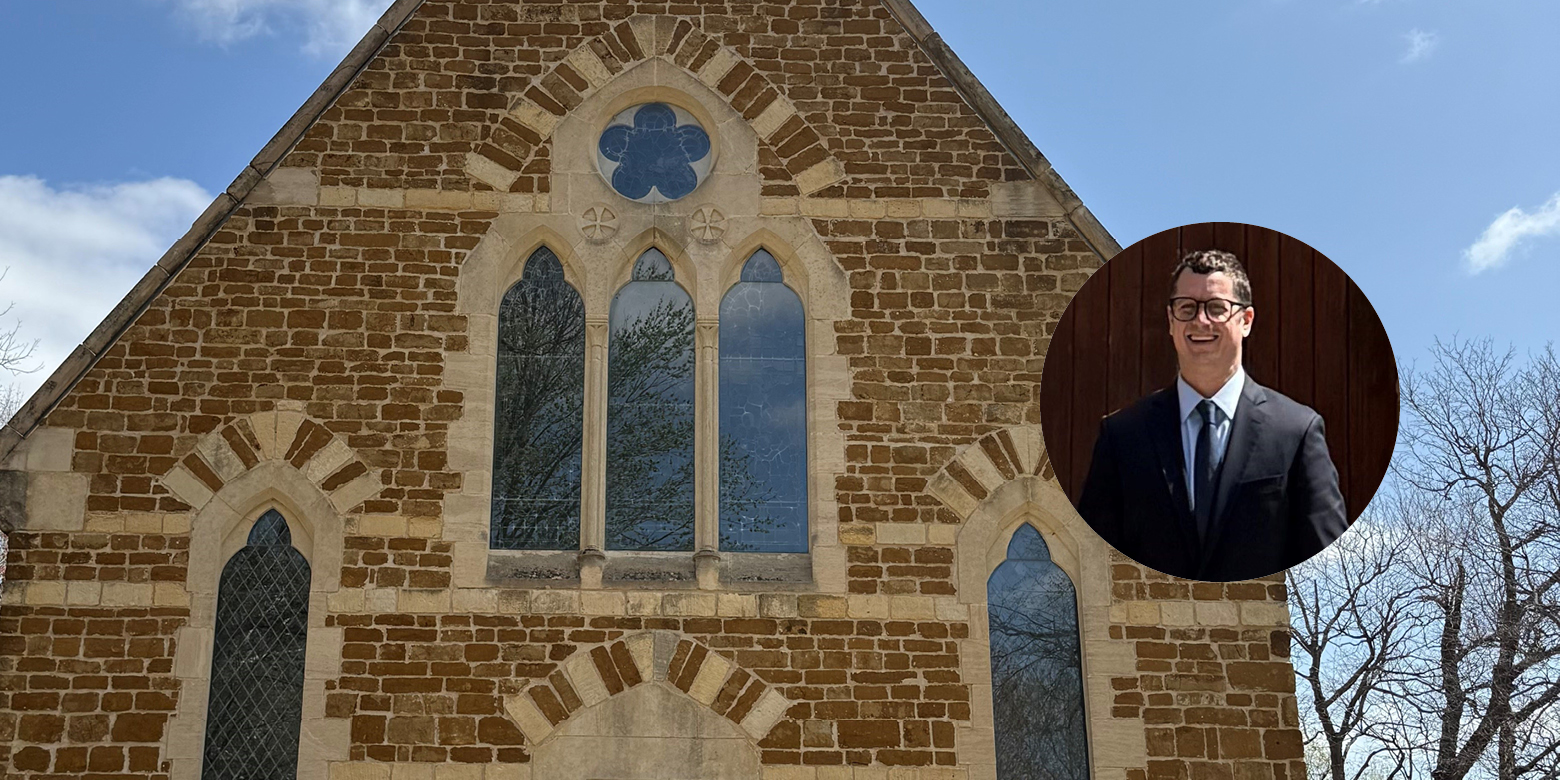 Head shot on photo of Osborne Chapel